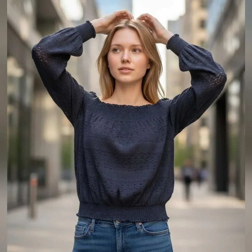 Zara Black Textured Off-the-Shoulder Lace